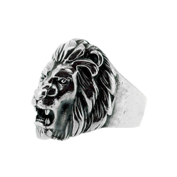 Sterling silver lion hot sale head ring