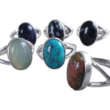 Midnight Blue Goldstone Silver Rings