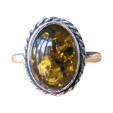 Braided Amber Silver  Ring