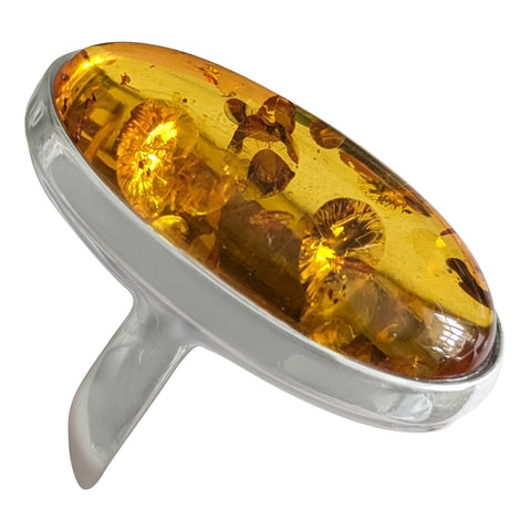 Amber Honey Silver Ring