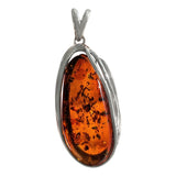 Sunrise Amber Silver Pendant and Chain
