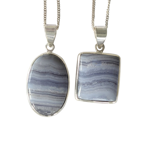 Quechua Blue Lace Agate Pendant and Chain