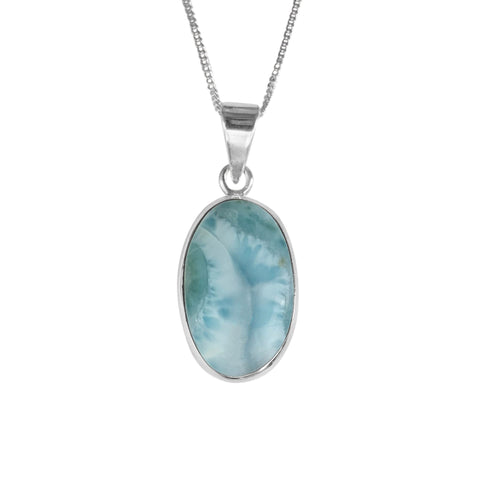 Bahari Larimar Silver Pendant and Chain