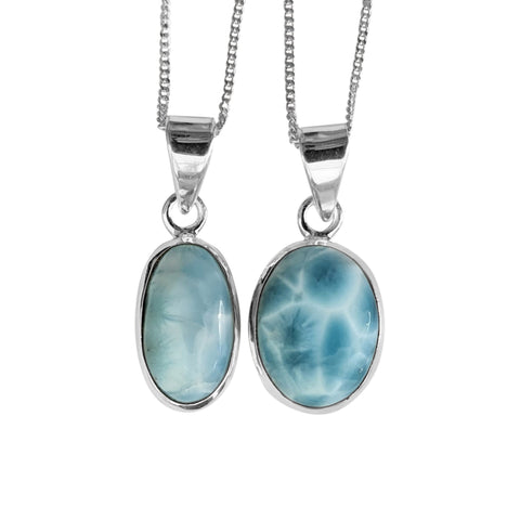 Neela Larimar Silver Pendant and Chain