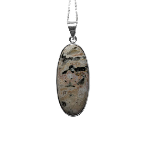 Amphitrite Ocean Jasper Silver Pendant and Chain