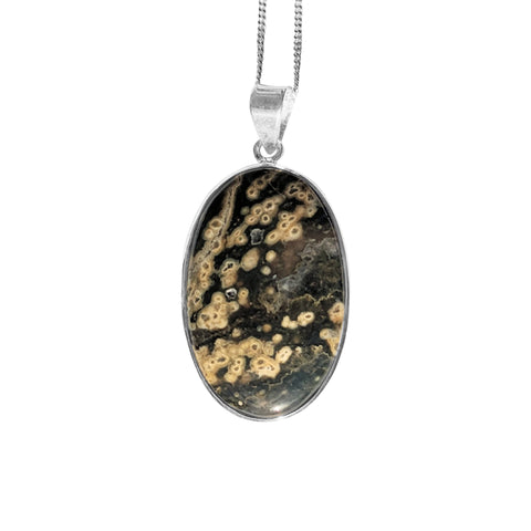 Morski Ocean Jasper Silver Pendant and Chain