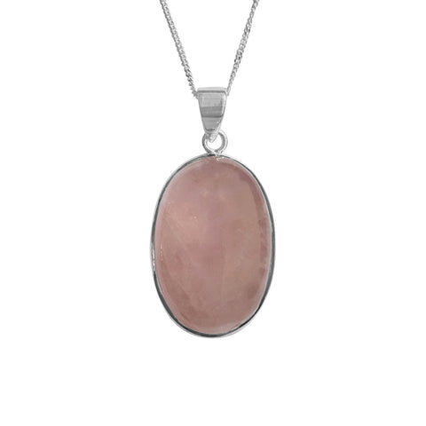 Rouge Rose Quartz Silver Pendant and Chain