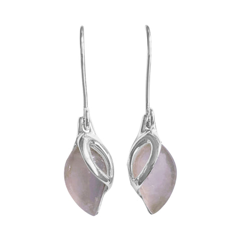 Raindrop Rose Quartz Silver Earrings