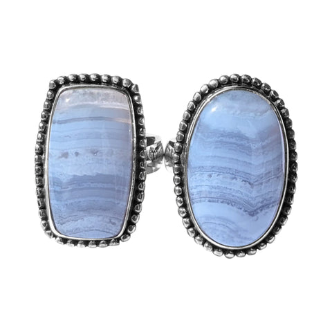 Whatui Blue Lace Agate Silver Rings