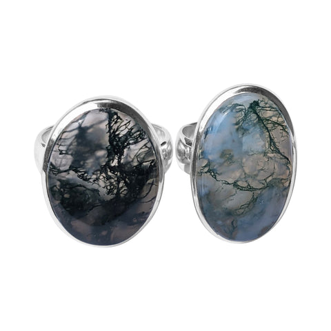 Tundra Moss Agate Silver Rings