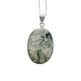 Viridia Moss Agate Silver Pendant and Chain