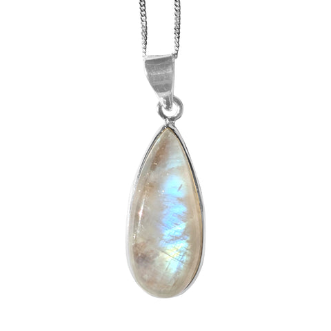 Gaia White Moonstone Silver Pendant and Chain