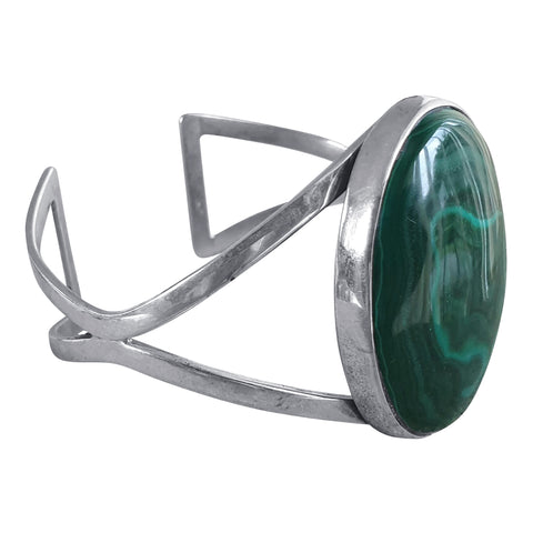 Malachite Silver Cuff Bangle